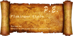 Plakinger Etele névjegykártya